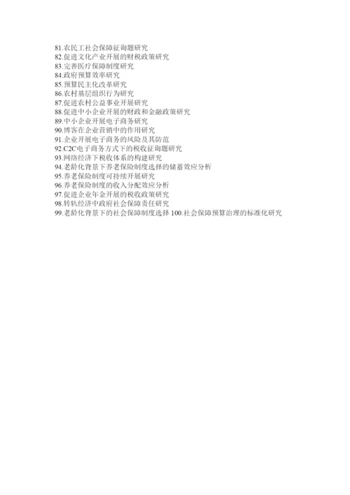 2022财政学ۥ毕业论文题目大全精选.docx