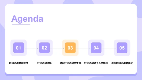 紫色插画探索大学社团活动的魅力PPT模板