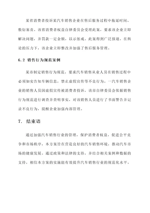 汽车销售治理措施方案