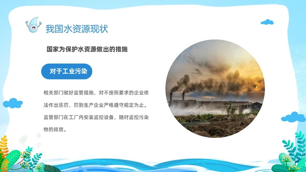 蓝色卡通儿童节约用水你我同行3月22日世界水日主题班会PPT