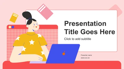 粉色卡通风未来工作方向与调整方案PPT主题