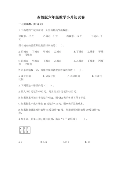 苏教版六年级数学小升初试卷含精品答案.docx