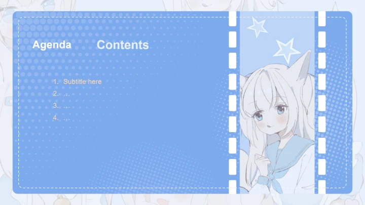 蓝色简约风次元少女自我介绍PPT主题
