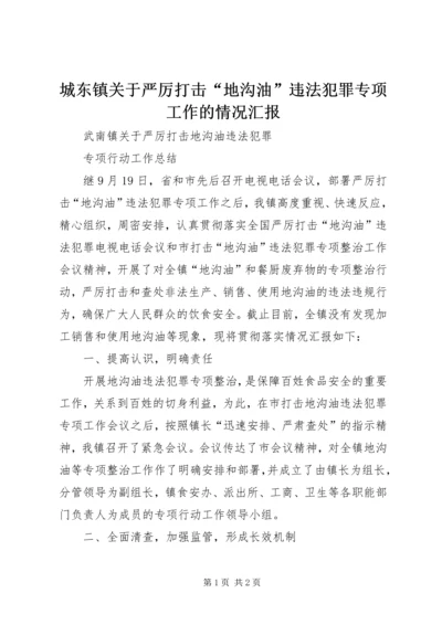 城东镇关于严厉打击“地沟油”违法犯罪专项工作的情况汇报 (2).docx