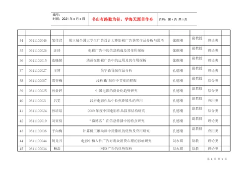 曲阜师范大学二〇一〇届本科毕业生毕业论文选题表（广告学）do.docx