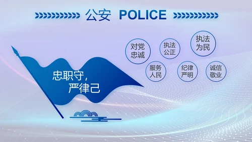 蓝色大气公安部治安管理局动态PPT