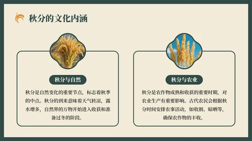 绿色复古风秋分节气的历史文化习俗PPT模板