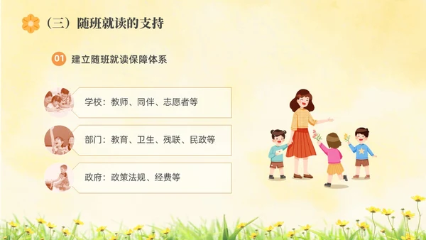 橙色水彩简约插画融合教育PPT教师培训PPT模板