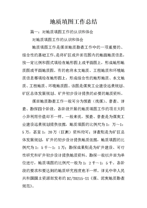 地质填图工作总结