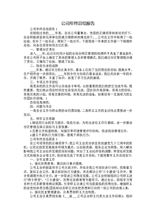 公司年终总结报告