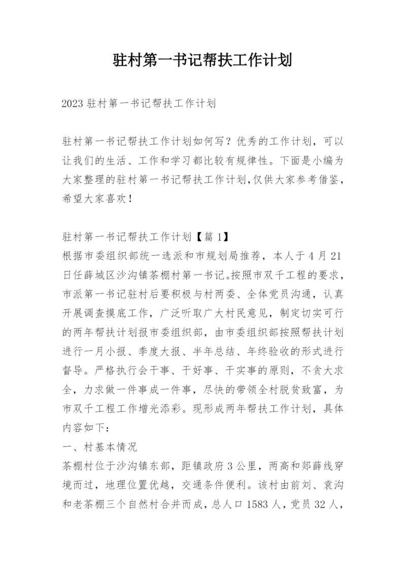 驻村第一书记帮扶工作计划.docx