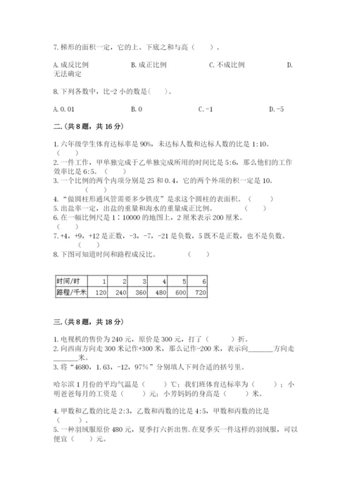 小学毕业班数学检测题附答案（实用）.docx