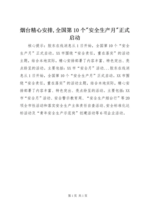烟台精心安排,全国第10个-安全生产月-正式启动精编.docx