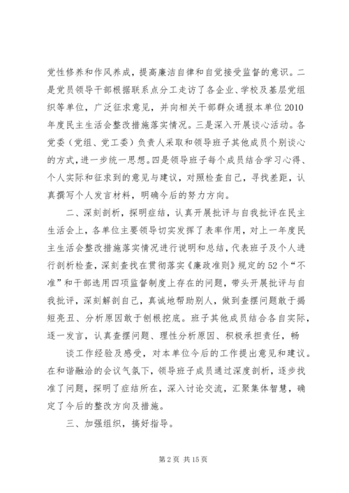 民主生活会召开情况的报告.docx