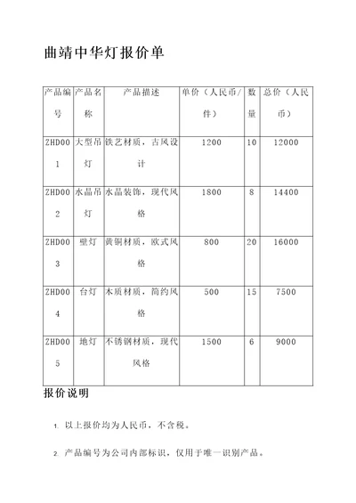 曲靖中华灯报价单