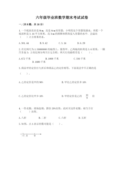 六年级毕业班数学期末考试试卷附精品答案.docx