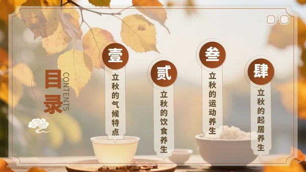 褐色中国风立秋养生PPT模板