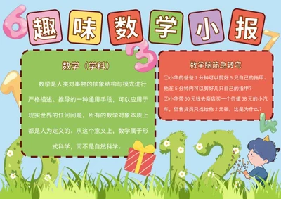 趣味数学知识卡通电子小报word模板