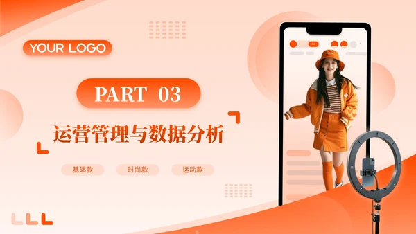 橙色商务风服装时尚PPT模板_服装电商运营项目方案报告PPT模板
