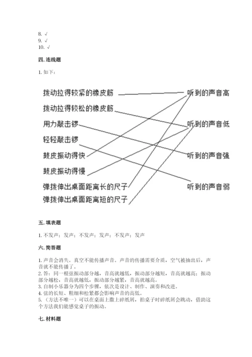 教科版科学四年级上册第一单元声音测试卷附答案【满分必刷】.docx