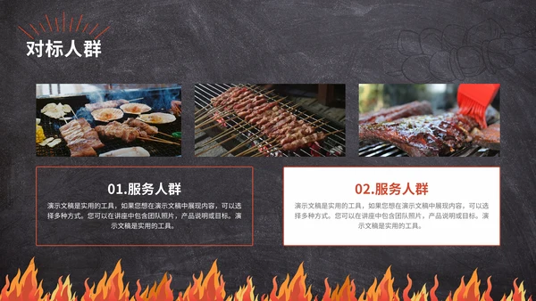 烤串深夜食堂烧烤美食通用PPT模板