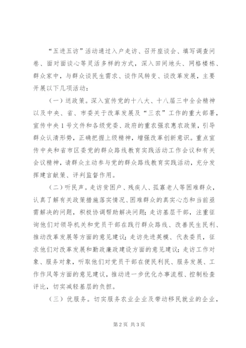 区移民局五进五访实施方案.docx