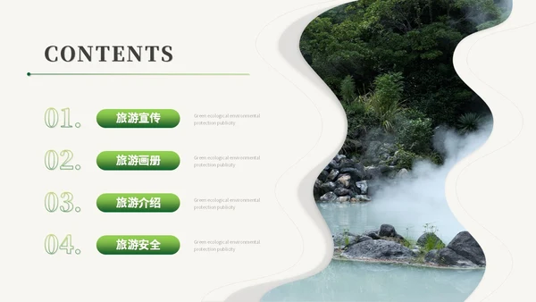 绿色简约商务风旅游介绍旅游宣传旅游画册ppt模板