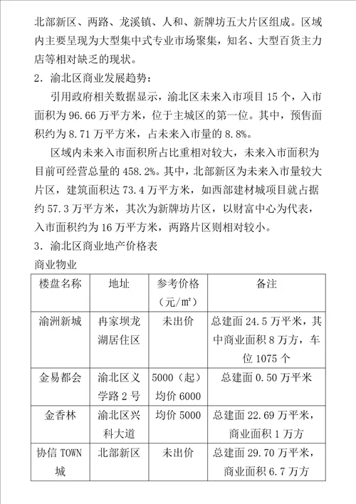 重庆市渝北区复地上城商业策划方案DOC17页