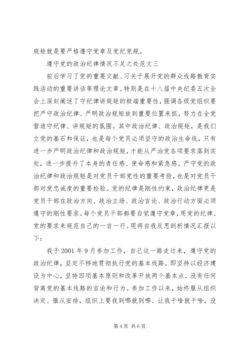 遵守党的政治纪律情况不足之处.docx