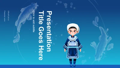 蓝色插画风水族介绍PPT主题