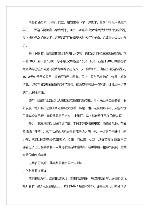 小学盼春节作文