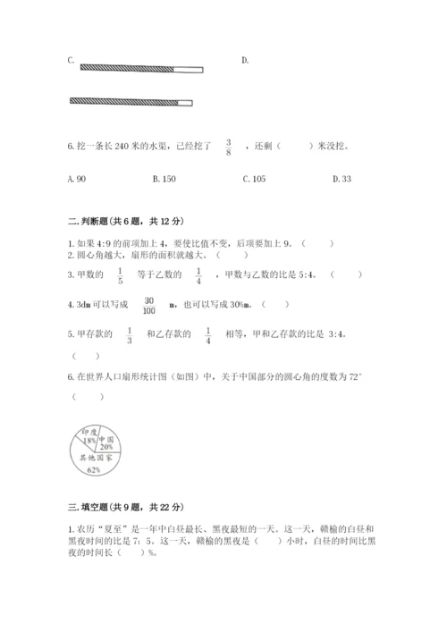 小学六年级上册数学期末测试卷含答案（轻巧夺冠）.docx