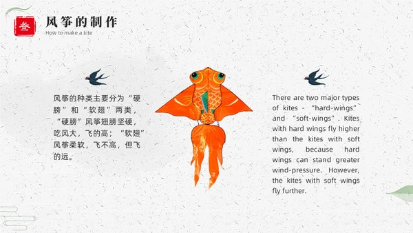 绿色中国风中国传统风筝介绍PPT课件中国传统文化