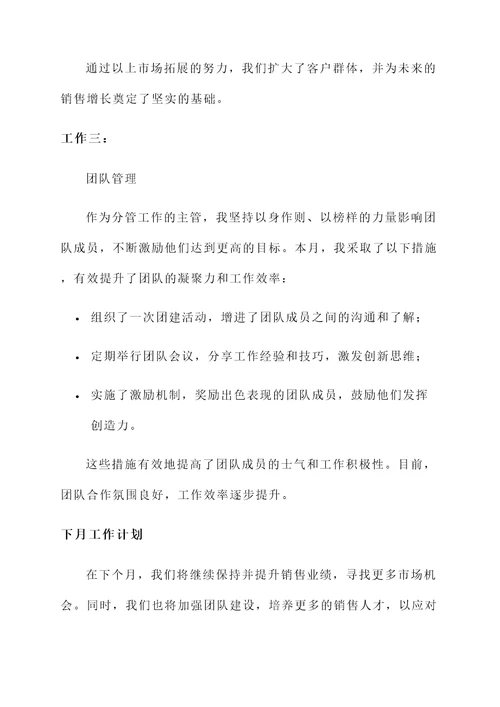 月度分管工作汇报