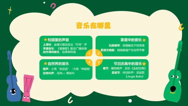 绿色可爱插画风儿童节PPT模板