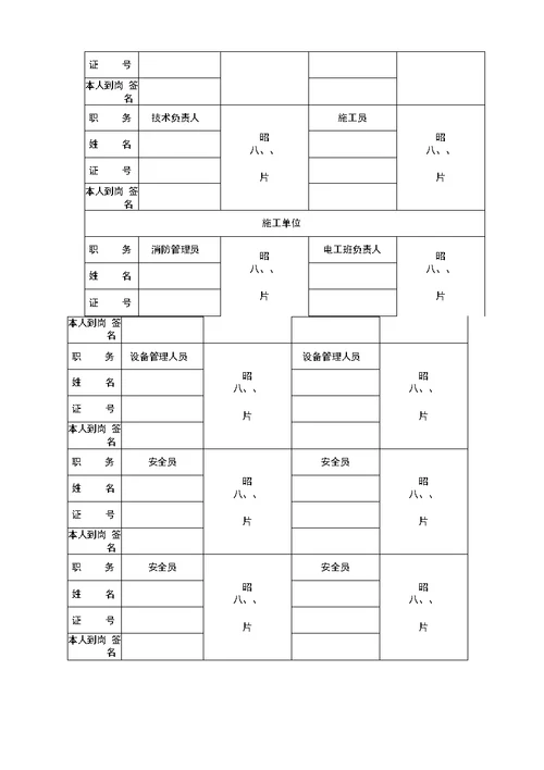 建设工程安全生产技术资料台帐和表格