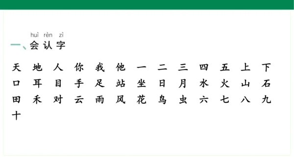 统编版语文一年级上册期中复习单元知识盘点  课件