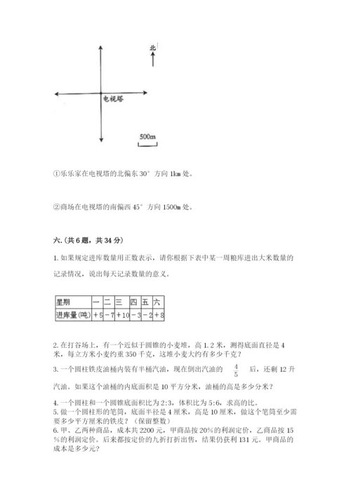 小学六年级数学期末自测题附参考答案【b卷】.docx