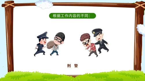 卡通蓝天草地学校边框警察到幼儿园知识科普讲课班会活动幼儿园培训