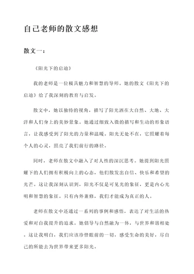 自己老师的散文感想