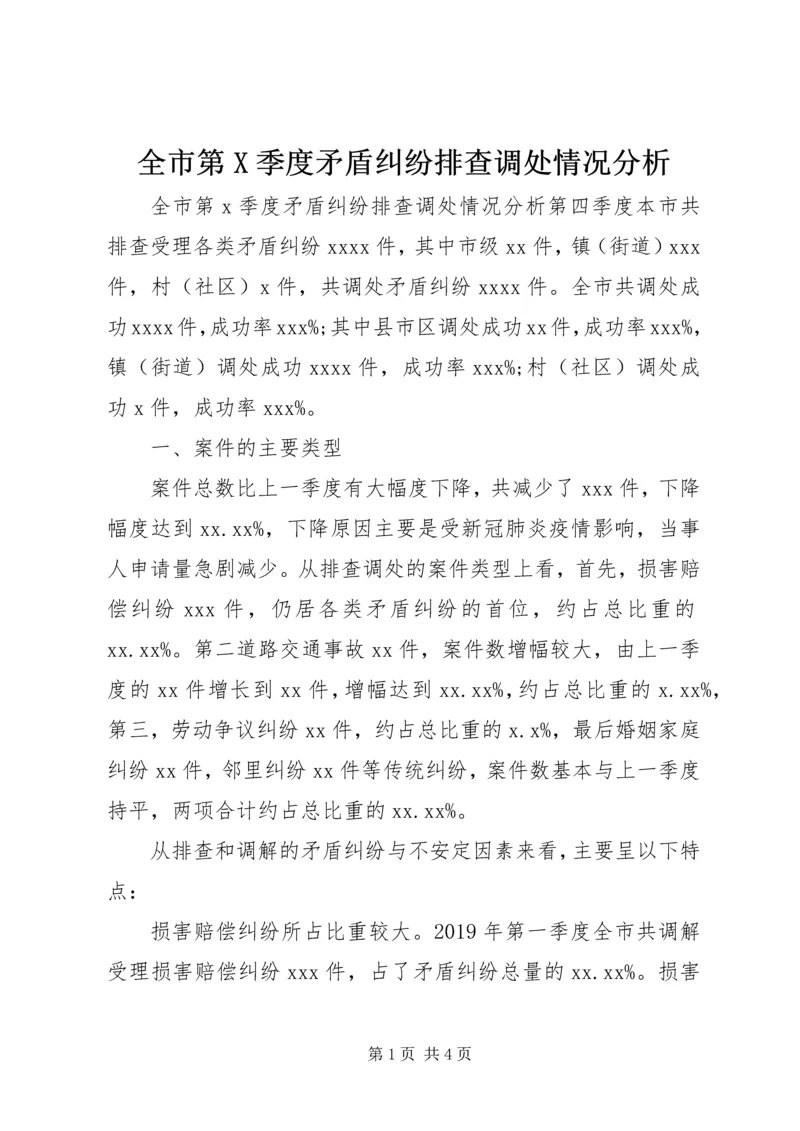 全市第X季度矛盾纠纷排查调处情况分析.docx