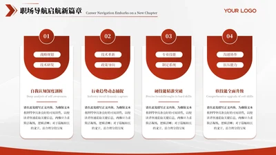 红色简约风4项矩阵PPT单页