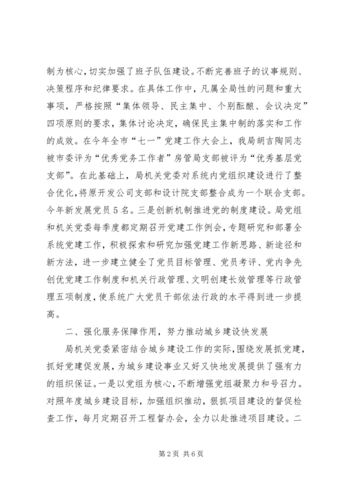 市规划和建设局机关党委工作总结.docx