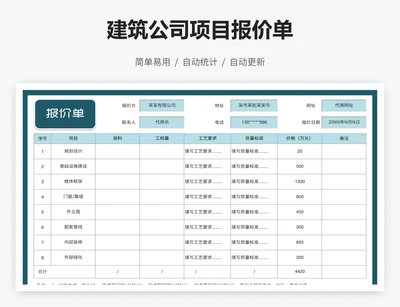 建筑公司项目报价单