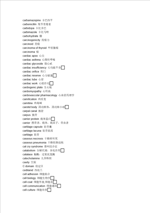 常用医学专业英语词汇