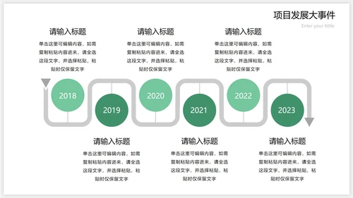 绿色流程时间轴关系图PPT模板