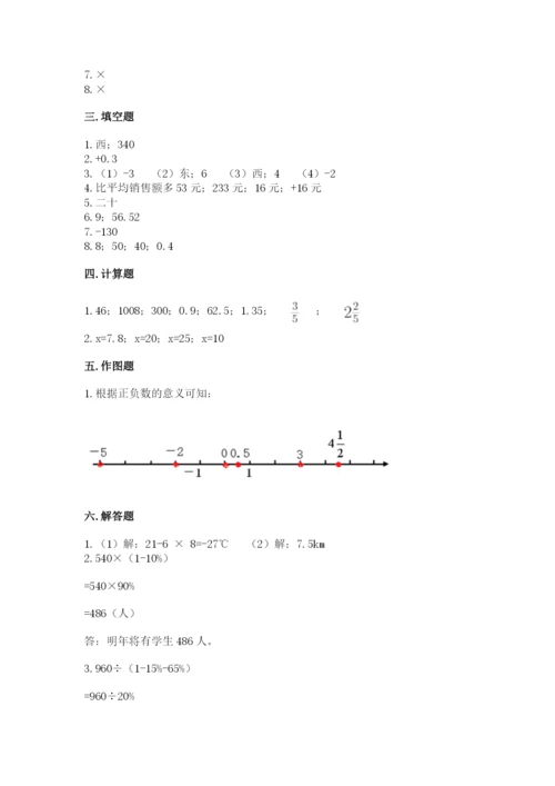 北师大版小学六年级下册数学期末综合素养测试卷精品【预热题】.docx