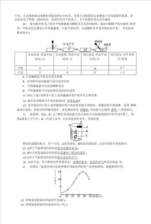 专题十一生物实验探究