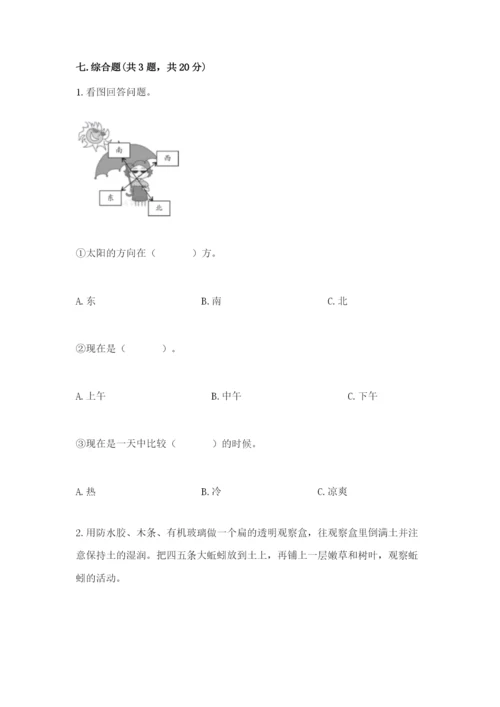 教科版小学二年级上册科学期末测试卷有答案解析.docx