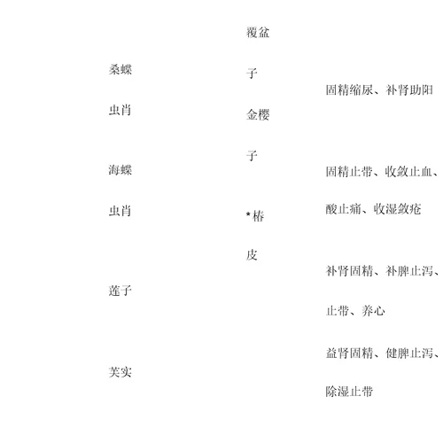 中医执业医师中药学主治功效表：收涩药